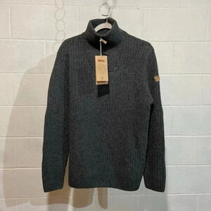FJALLRAVEN OVIK HALF ZIP KNIT SWEATER MENS DARK GREY HUNTING HIKING OUTDOORS NWT